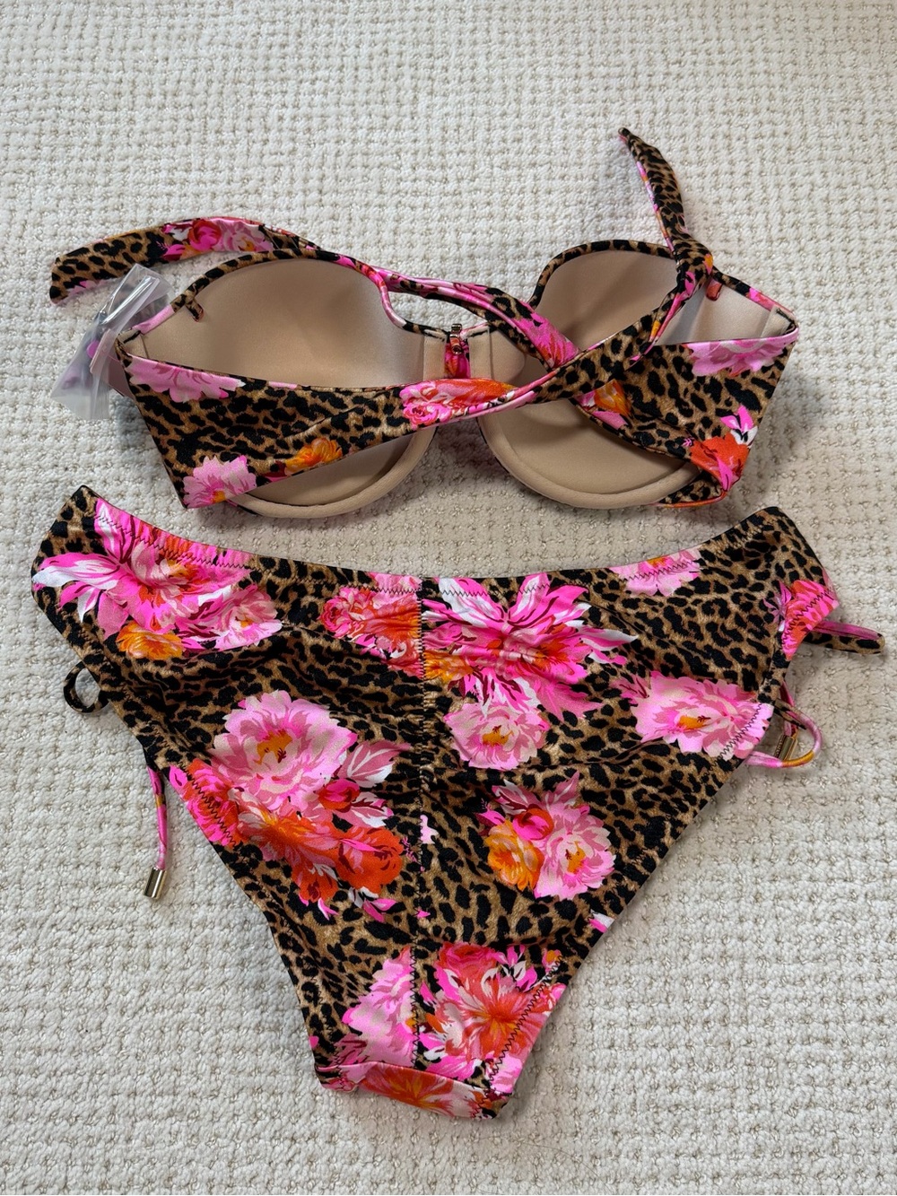 Victoria's Secret Pink, Orange & Gold Floral Leopard Bikini Bottom - Picture 3 of 11